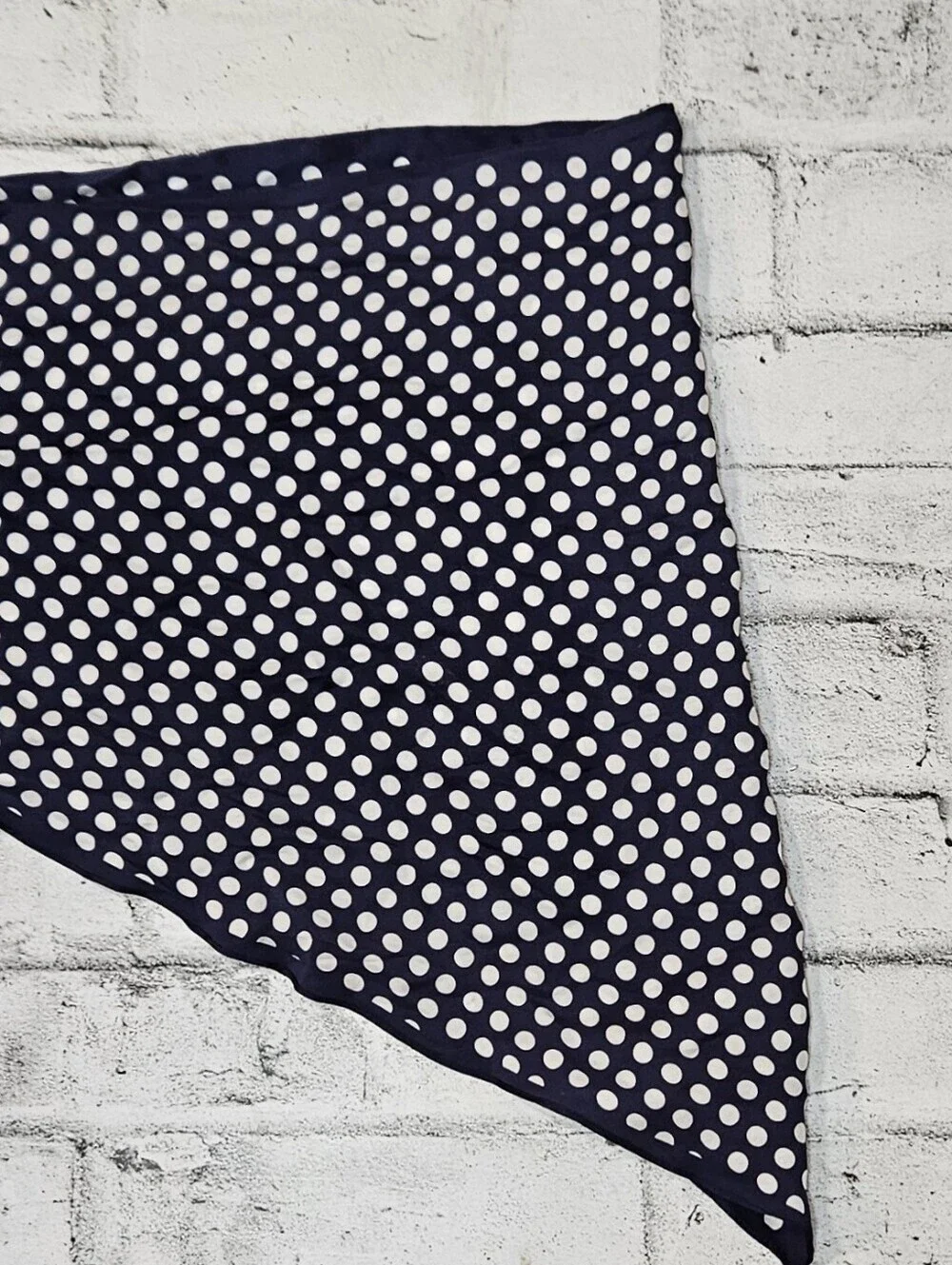 Vintage Navy Polka Dot Square Scarf Retro Pinup Neck Hair Scarf